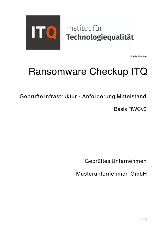 Cover page for Ransomware Checkup ITQ report.