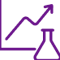 Graph with upward trend and lab flask icon
