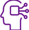 Purple human head with network connections icon
