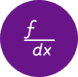 Mathematical derivative symbol in purple circle