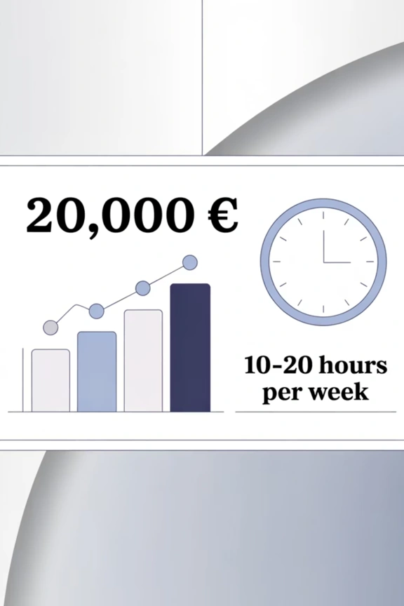 Earnings graph and clock with weekly hours