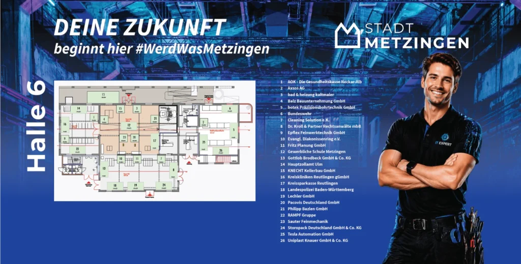 Lageplan Halle 6 des Azubi-Tags in Metzingen 2026