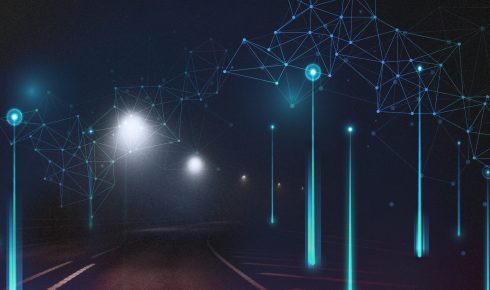 Digital element abstract on the road